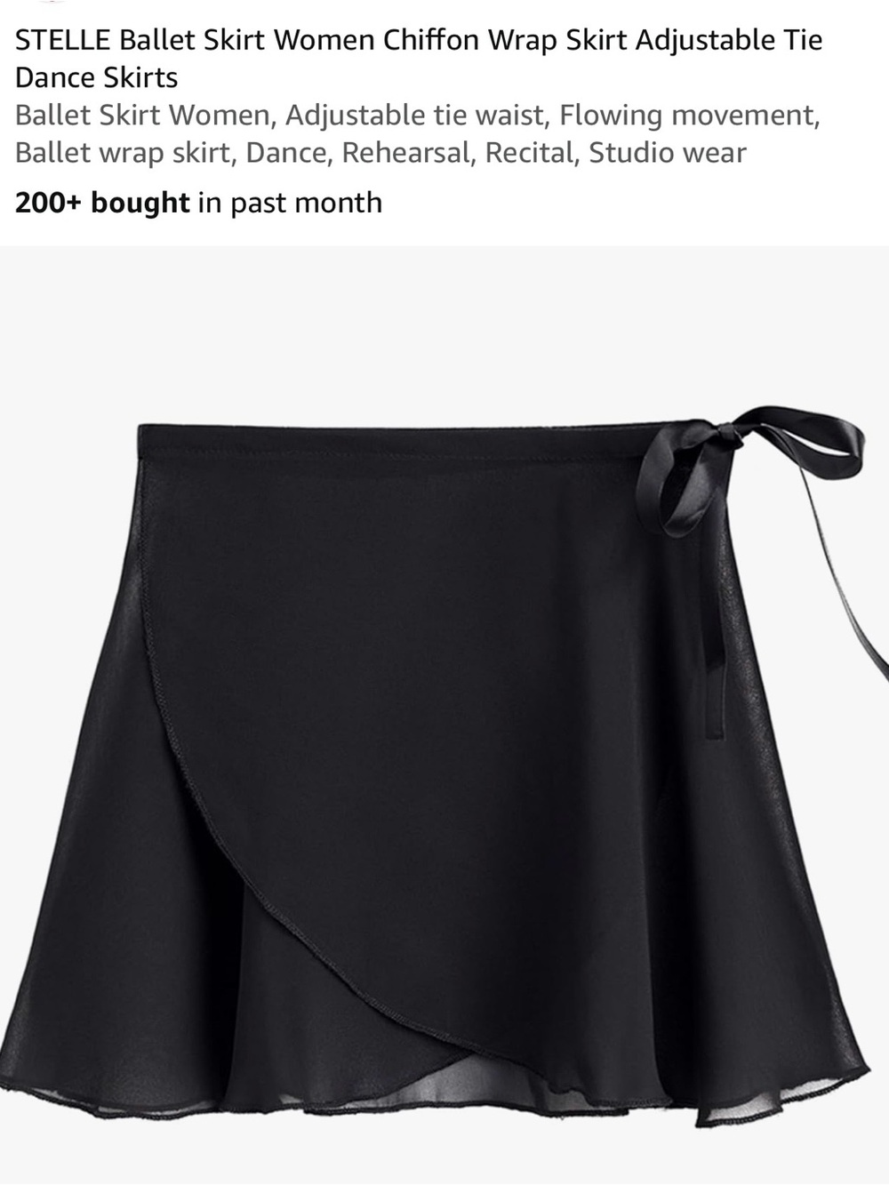 Kids Small Chiffon Wrap Ballet Skirt - Black
